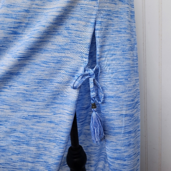 BECCA Strapless Blue Swim Cover Up Midi Dress Slit w Stretch Sz L - Picture 6 of 14